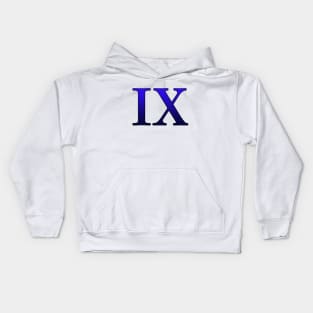 Blue Roman Numeral 9 IX Kids Hoodie